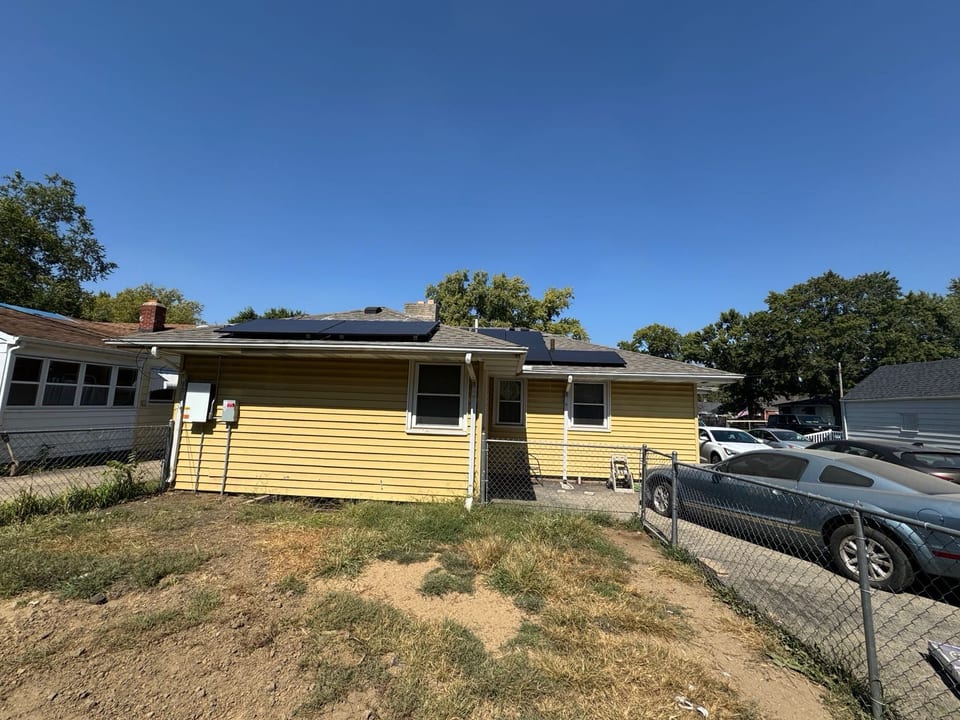Single-story home exterior following a solar installation